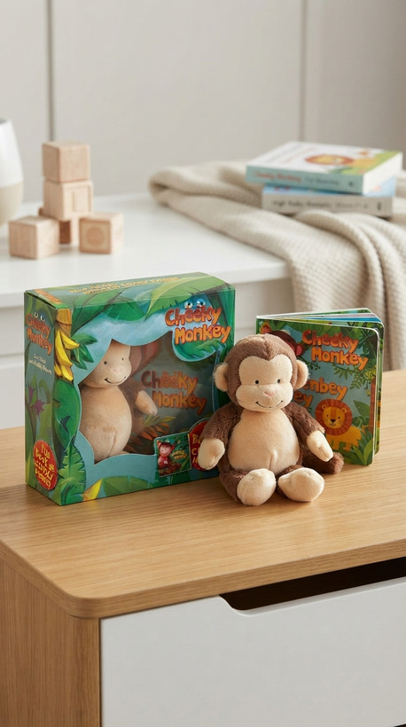 cheeky monkey fun book and cuddly monkey
