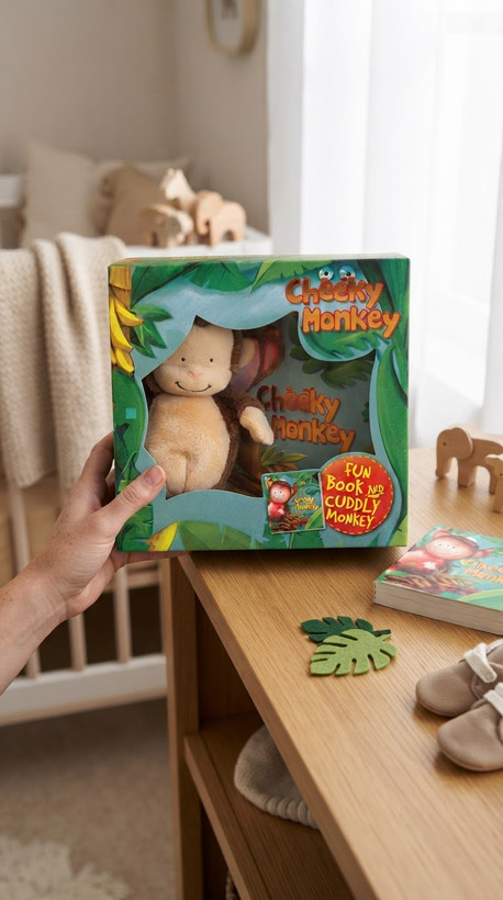 cheeky monkey fun book and cuddly monkey